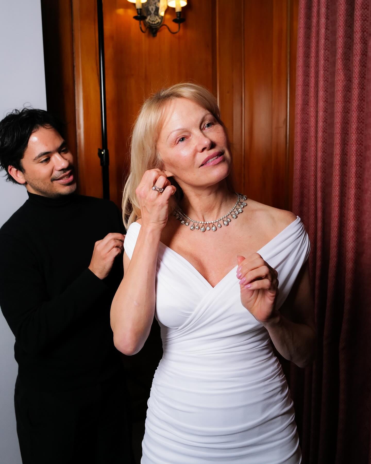 Pamela Anderson makeup-free at the BAFTAs